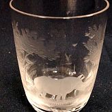 Authentic Vintage Rowland Ward Nairobi Kenya African Big Game etched Crystal Tumbler Glass Rhino