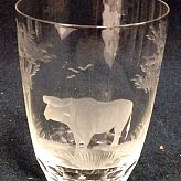 Authentic Vintage Rowland Ward Nairobi Kenya African Big Game etched Crystal Tumbler Glass Water Buffalo