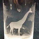 Authentic Vintage Rowland Ward Nairobi Kenya African Big Game etched Giraffe Crystal Highball Glass