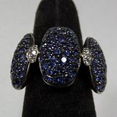 De Grisogono Diamond Sapphire 18k White Gold Ring Size 54